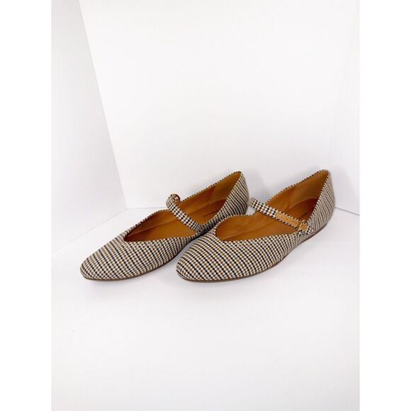 Lucky Brand Mary Jane Flats Pointed Toe Plaid Strap Preppy Comfort Y2K Size 10 - Picture 2 of 16
